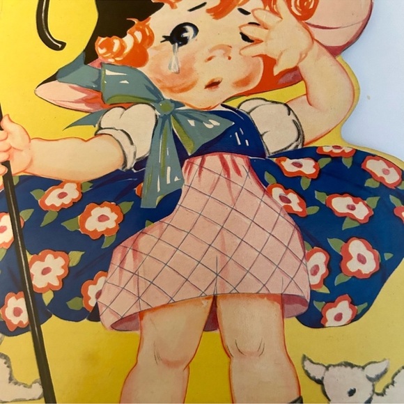 1934 Ruth E. Newton Children’s Illustration Mother Goose Bo Peep wall plaque - Picture 3 of 7